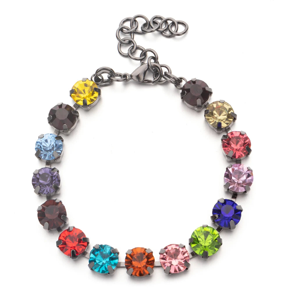 New Design Hot Deal Crystal Charms Bracelets For Women Claw Drill Set Colorful Crystal Bracelets Lobster Clasp  Link Chain