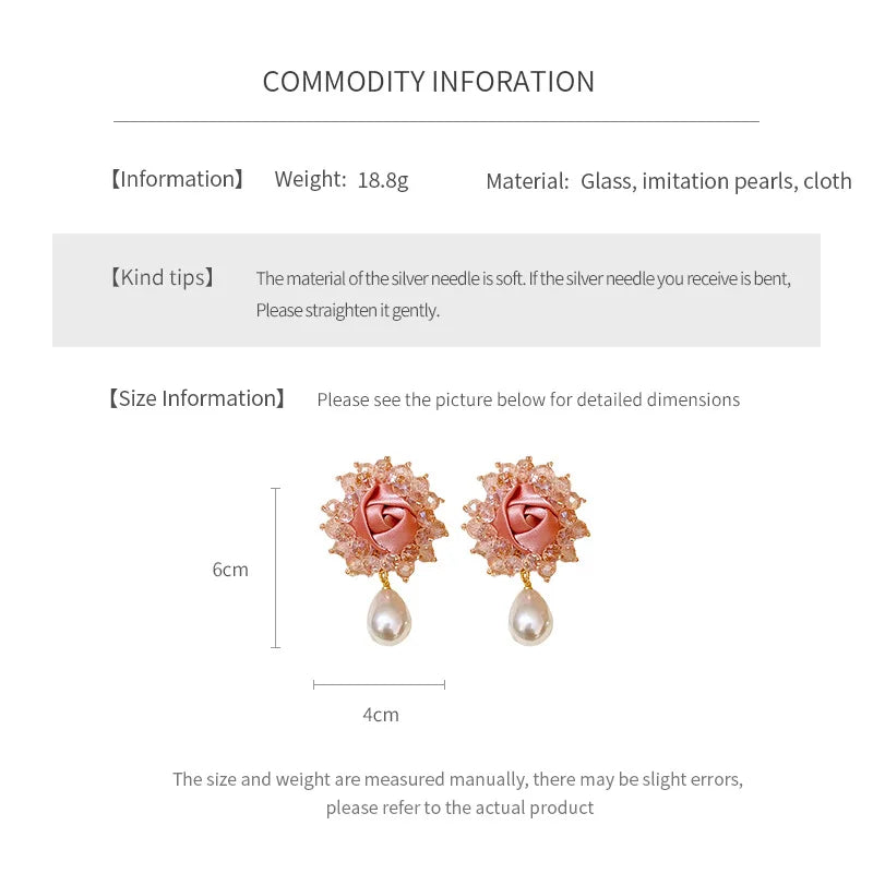 Flower Water Drop Pearl Earrings for Women 2025 French Retro Sweet Drop Earring High-end Fashion Luxury Designer Jewelry