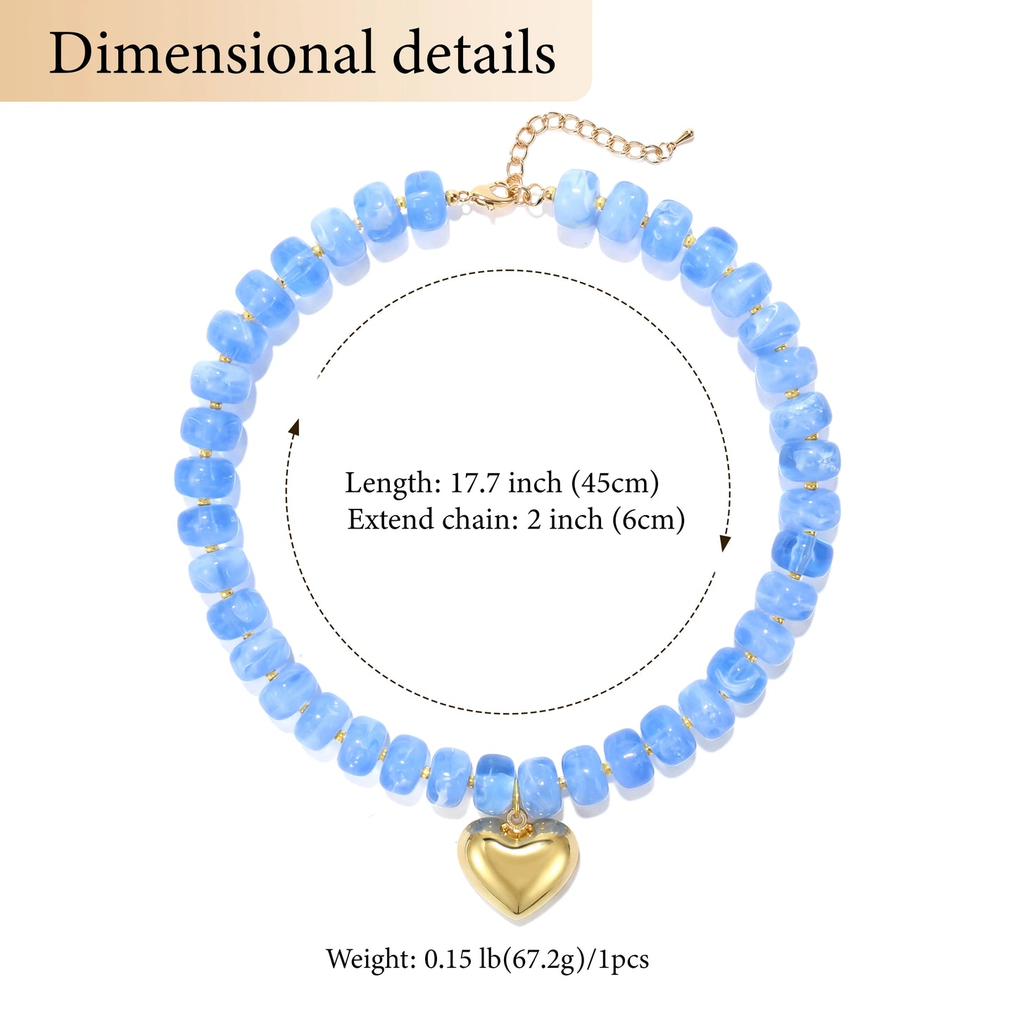 Badu Bohemia Colorful Acrylic Beaded Choker Necklace for  Women 14K Gold Plated Heart Pendant Summer Aesthetic Y2K Jewelry Gift