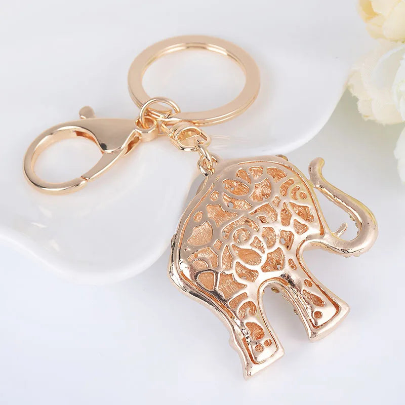 Exquisite Precious Stones Inlaid Thailand Elephant Car Keychain Elegant Pendant Gift for Friends Key Chains Ring Porte Clef