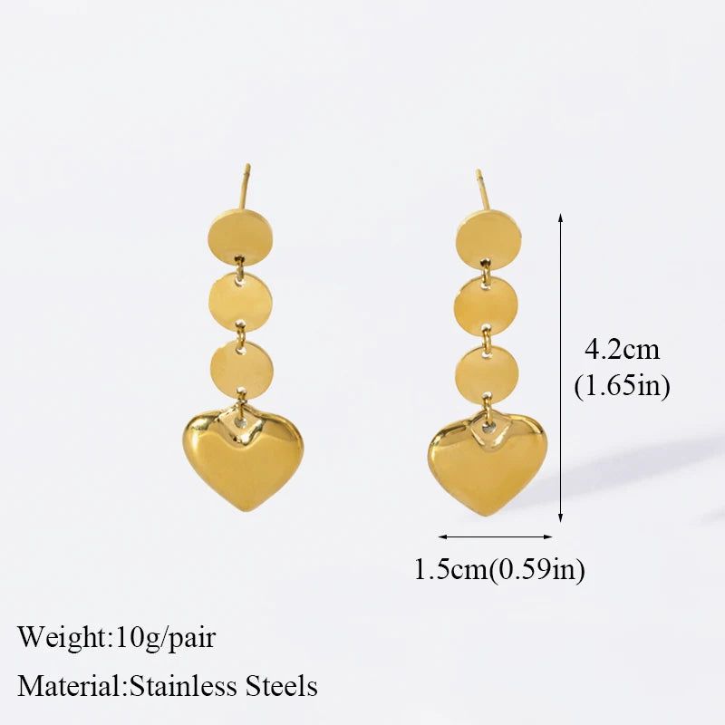 EILIECK 316L Stainless Steel Zircon Feather FOREVER Pendant Earrings For Women Fashion Ear Dangle Gold-Plated Jewelry Gift