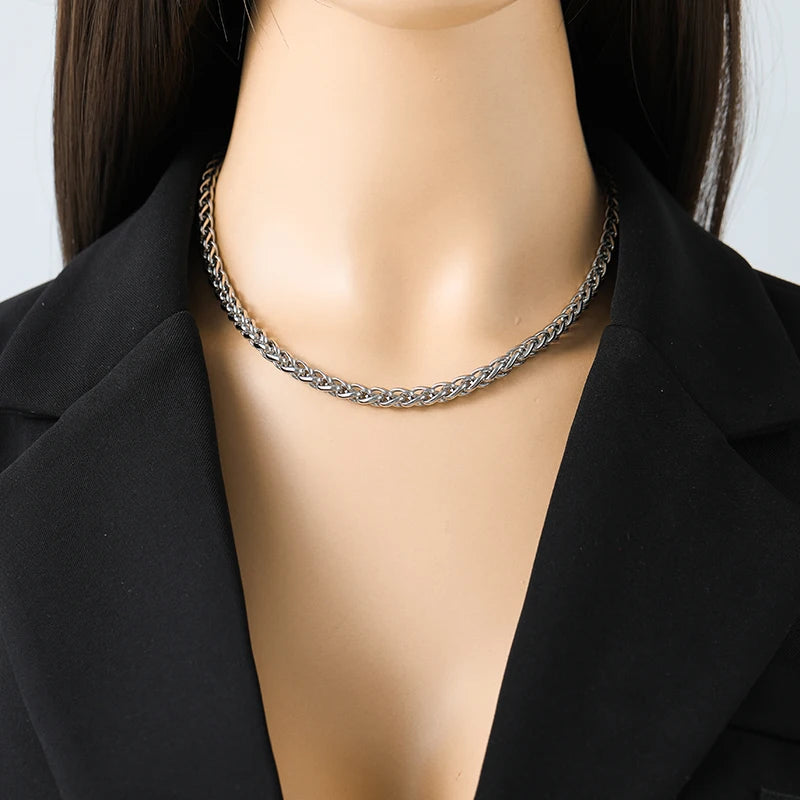EILIECK 316L Stainless Steel High Quality Chain Collar Necklace For Women Silver Color Neck Chain Trendy Fashion Jewelry Bijoux