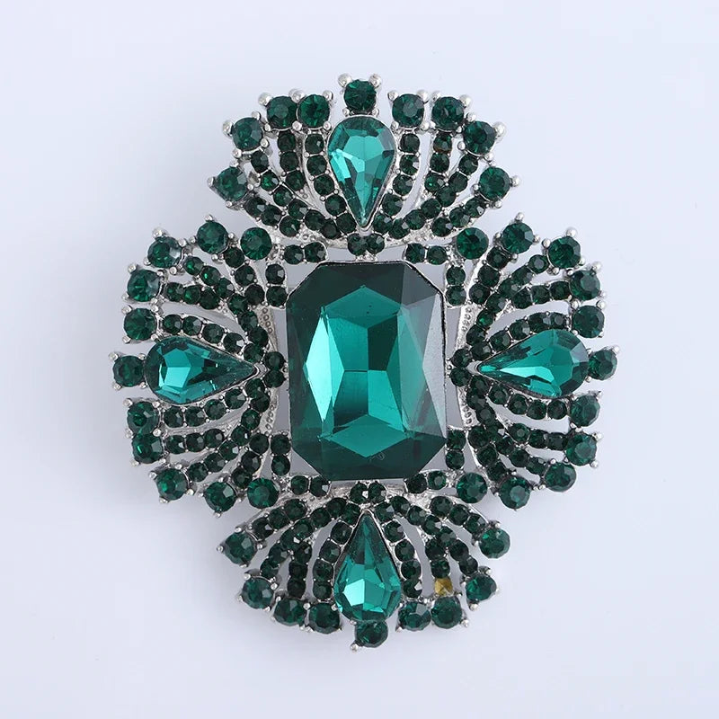 Crystal Large Glass Brooches for Women Unisex Rhinestone Flower Pins Banquet Party Backpack Gifts Jewelry Accessories