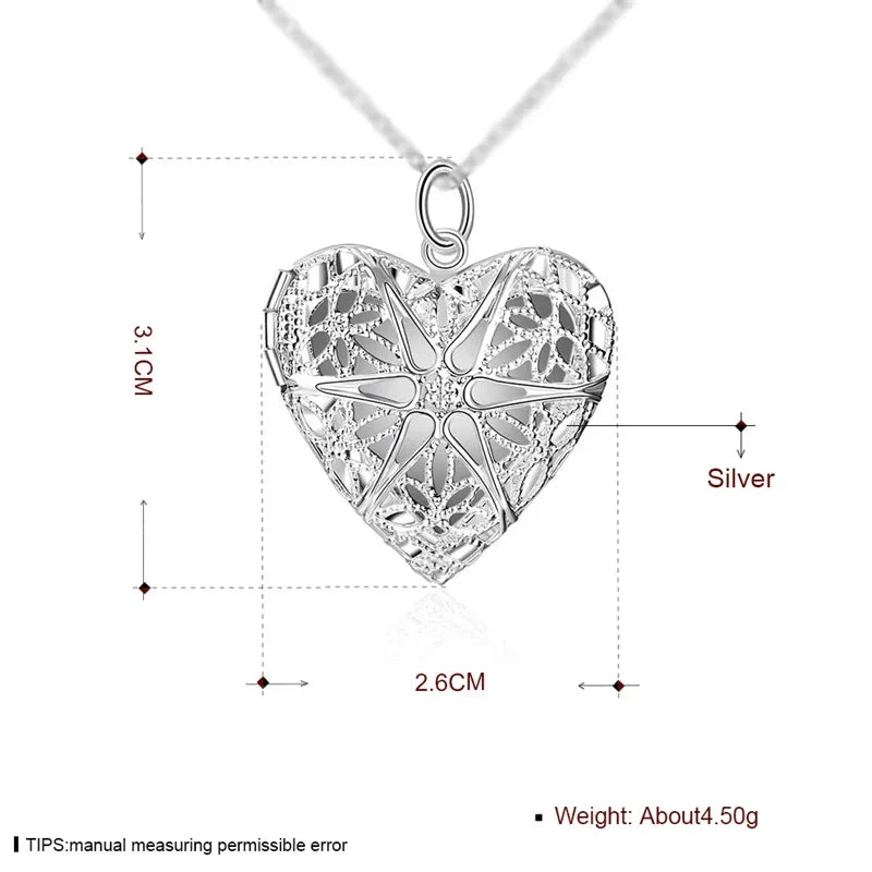 URMYLADY 925 Sterling Silver Photo Frame Pendant Necklace 18/20/22/24 Inch Snake Chain For Woman Charm Wedding Fashion Jewelry