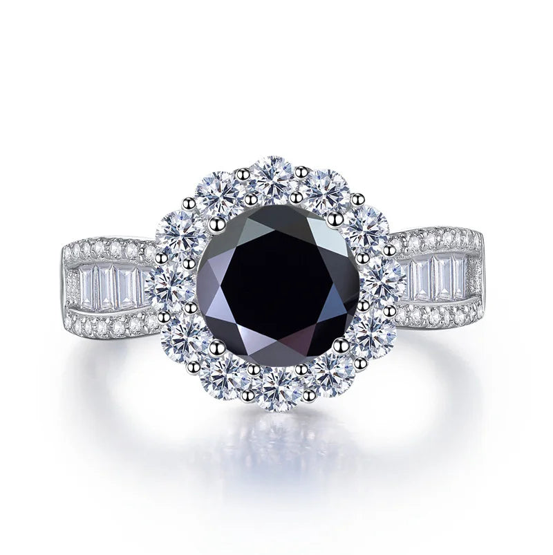 Round Shape 2 Carat Pink Royal Blue Color Moissanite Ring S925 Sterling Silver Women Engagement Luxury Wedding Dating Ring