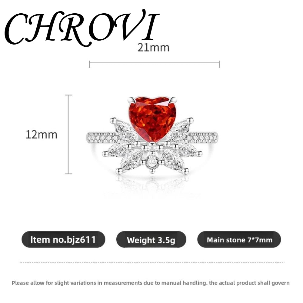 Light luxury 925sterling silver colorful gemstone ice flower ring for women,super sparkly high carbon diamond heart ring jewelry