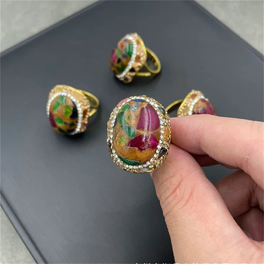 Baroque Coin Pearl Rhinestone Index Finger Ring Rhinestone Freshwater Pearl Open Cuff Rings for Women Party Ball Jewelry