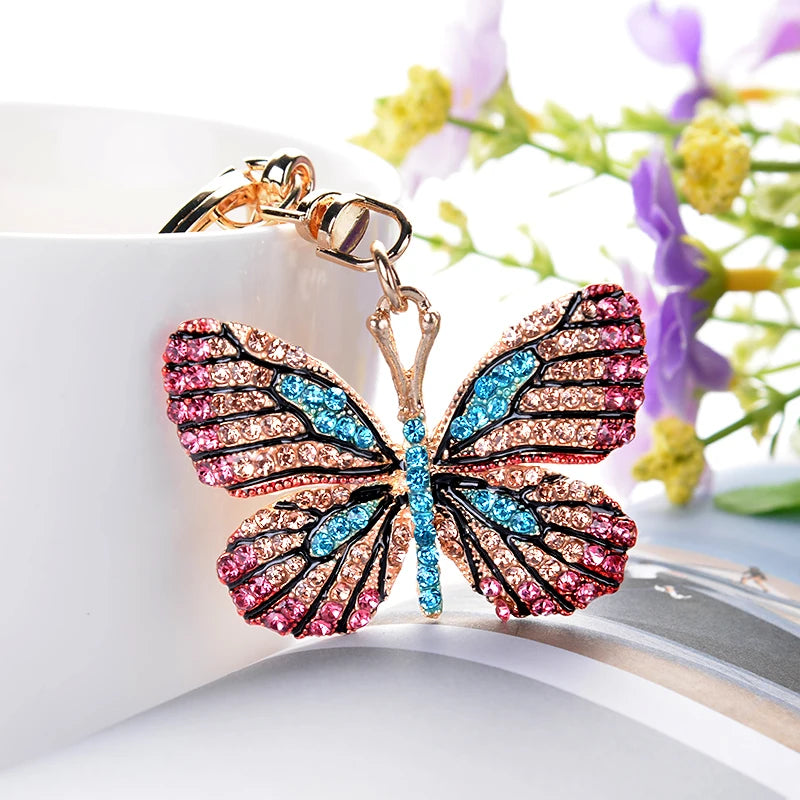 Fashion Rhinestone Crystal Metal Keychain Lovely Cartoon Marine Style Tortoise Fish Dolphin Keyring HandBag Car Pendant Gift