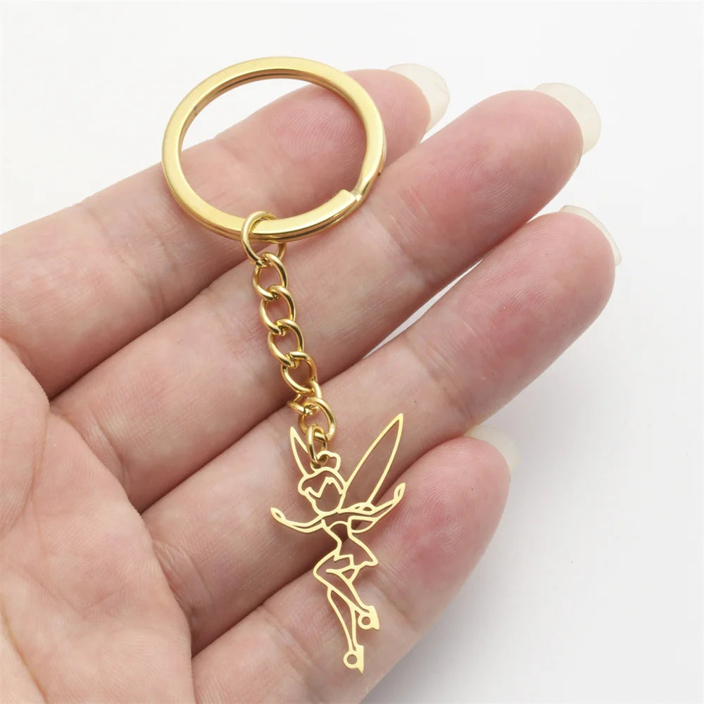 My Shape Fairy Keychain Creative Fantasy Elf Key Ring for Women  Stainless Steel Bag Car Keychain Fashion Jewelry Wholesale