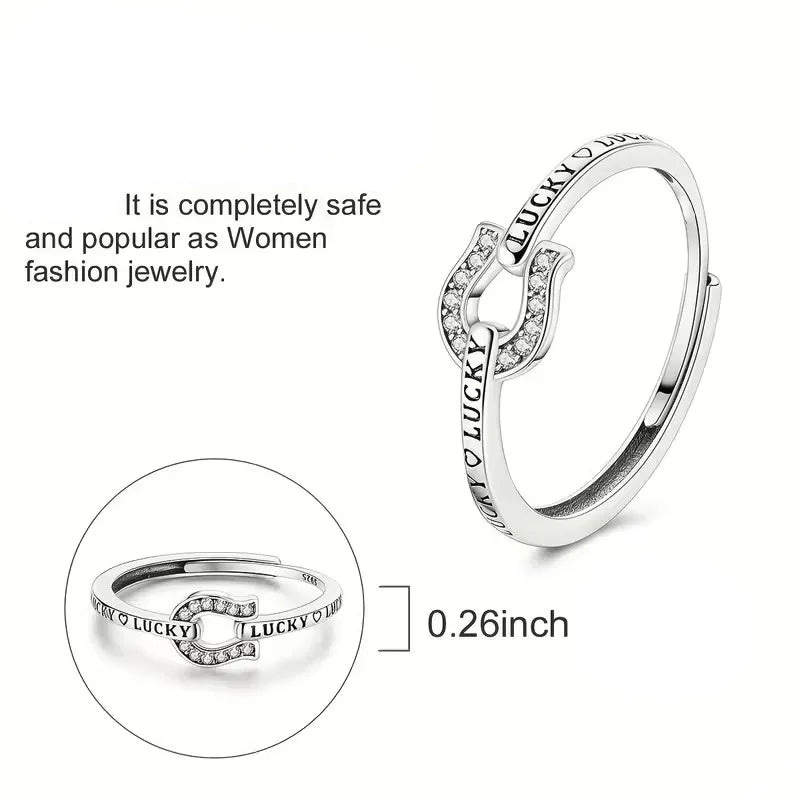 925 Sterling Silver CZ Zircon Rings Horseshoe Sparkling Woman Adjustive Rings Wedding Rings For Women Jewelry Anniversary