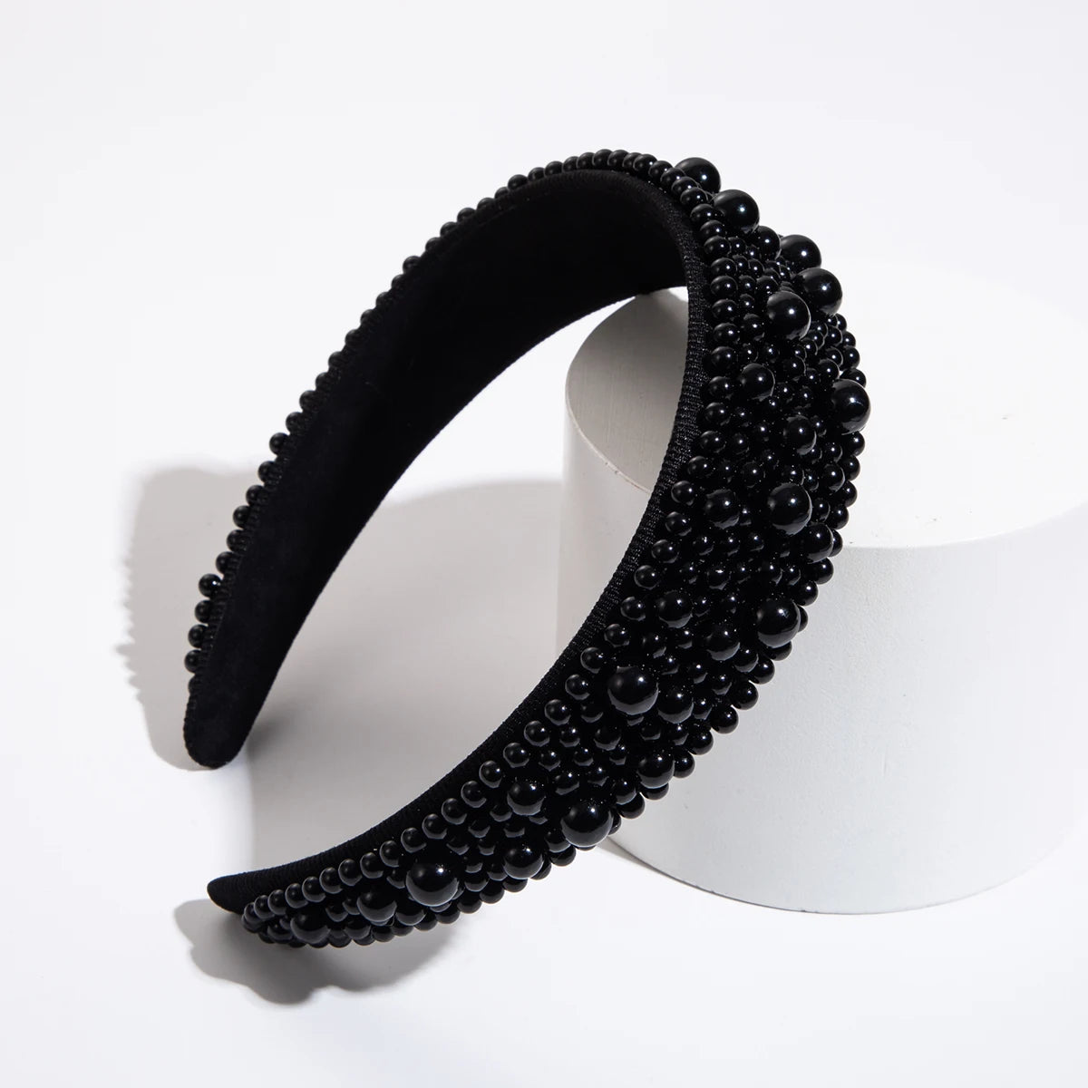 Temperament Handmade Korean Headband Pearl Wide Edge High end Fashion Versatile Hair Band