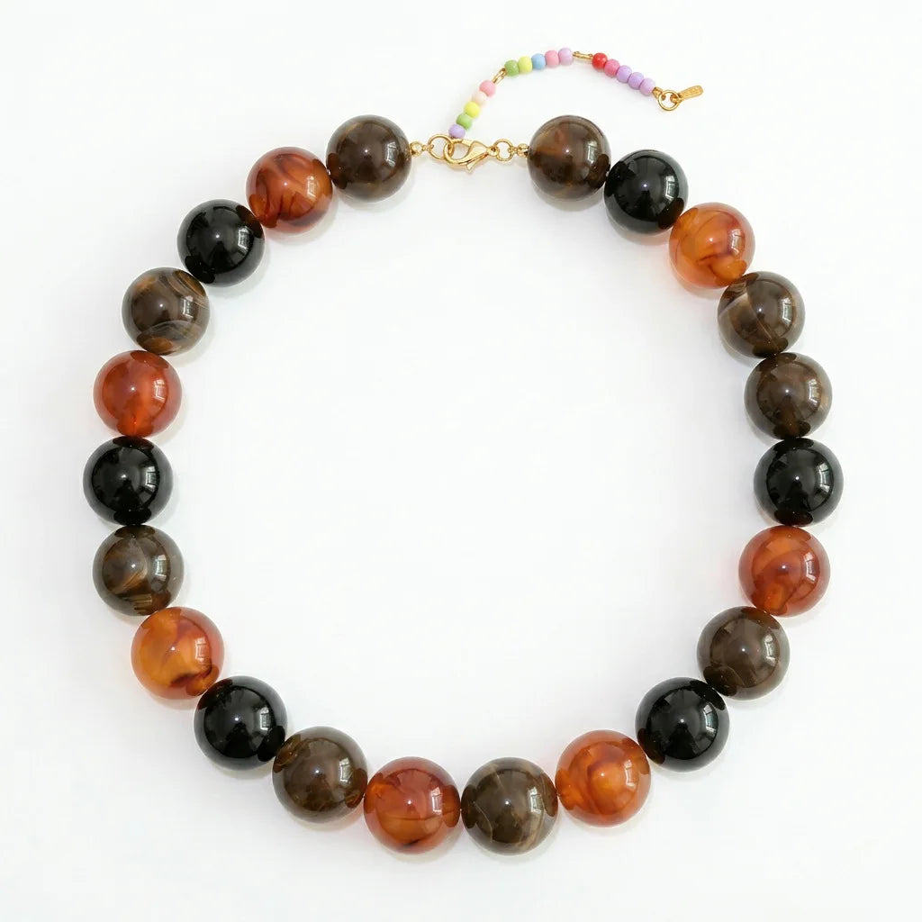 Summer Beach Chunky Bead Neckalce for Women  Multicolored Handmade Beading Collarbone Choker Boho Jewelry Holiday Gifts Bijoux
