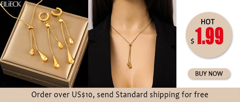EILIECK 316L Stainless Steel Metal Charm Chain Necklace Statement Jewelry 18K PVD Plated Statement Collar Neck Chain For Women
