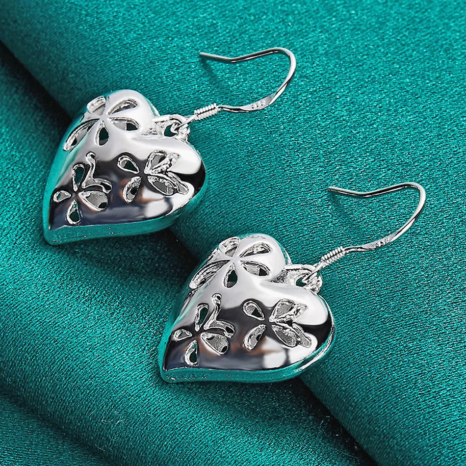 URMYLADY 925 Sterling Silver Heart Earrings For Women Wedding Party Fashion Charm Jewelry
