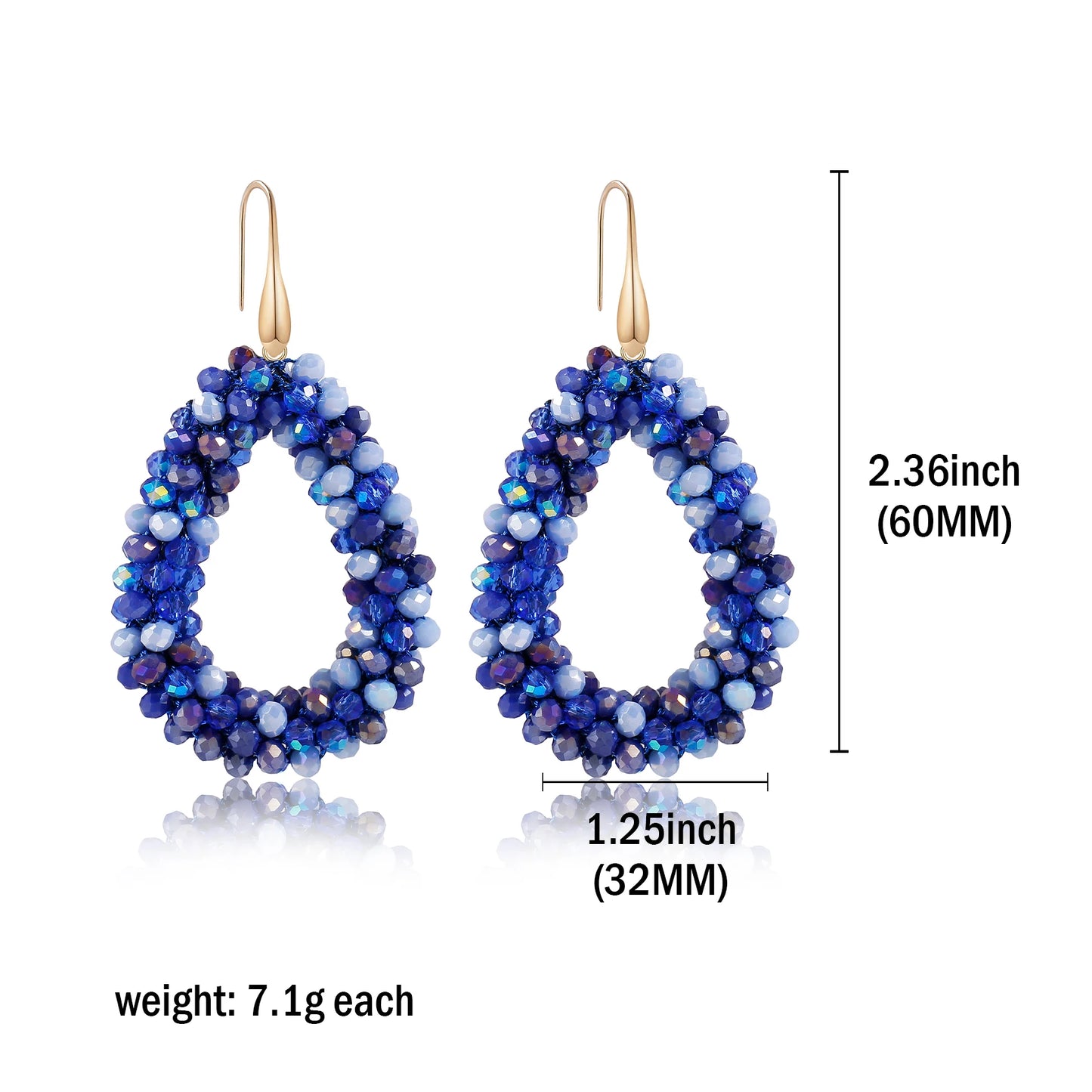 Badu Mixed Color Beaded Dangle Earrings for Women Boho Handmade Crystal Faceted Beads Teardrop Earrings Fashion Jewelry Gifts