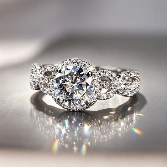 Simple Grace Charm Female White Full Round Zircon Stone 2026 New Trendy Ring Vintage Silver Color Wedding Jewelry Gift For Women