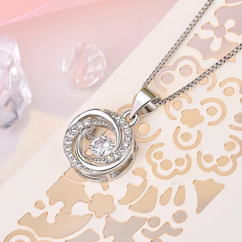 925 Sterling Silver Necklace Pendant Chain 5A Zircon For Women Fashion Jewelry Party Wedding Accessories Gifts