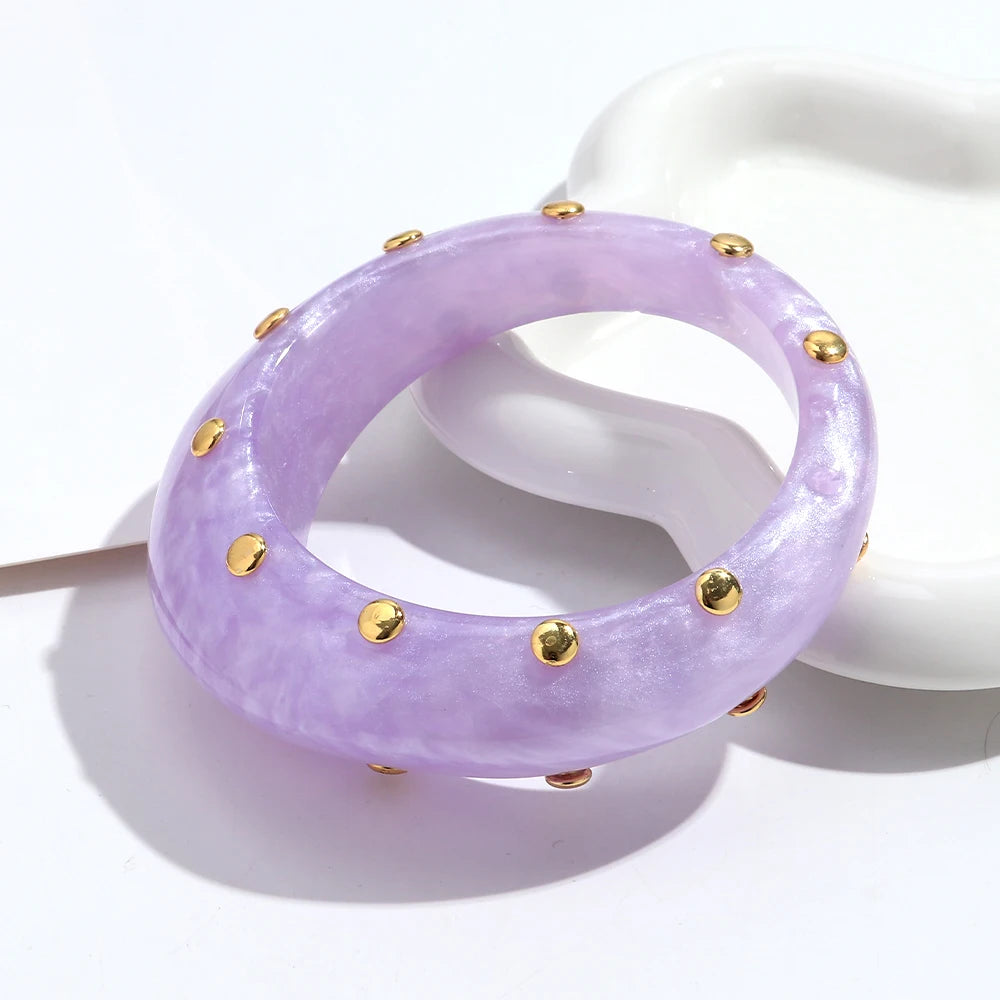 Fashion Resin Irregular Geometric Studs Chunky Bangles New Acrylic Curve Wave Wide Cuff Bangle Women Jewelry Gifts