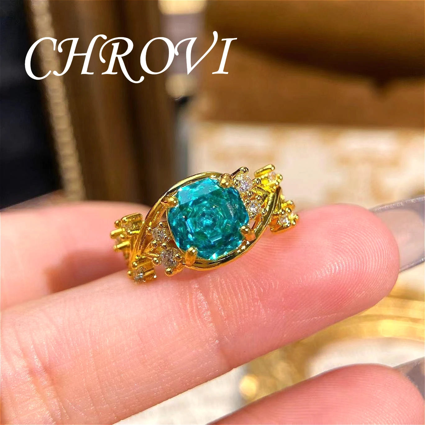 Exquisite 925 Sterling Silver Octagonal Millennium Rose Ring Gold-Plated Gemstone Engagement Ring for Women