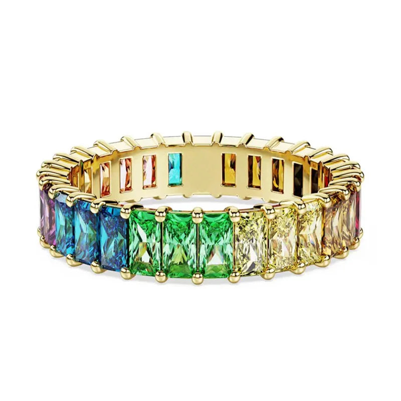 Spring Garden Inspired Multicolor Cubic Zirconia Dragonfly & Flower Jewelry Set,Ring Necklace Earring Bracelet,Light luxury