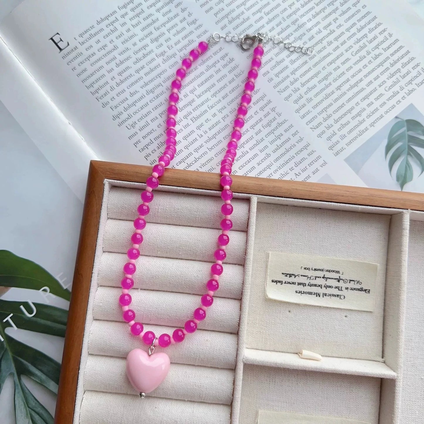 2026 Trendy Cute Candy Color Heart Pendant Glass Beaded Chain Choker Necklace For Women Girls Aesthetic Fashion Neck Accessories