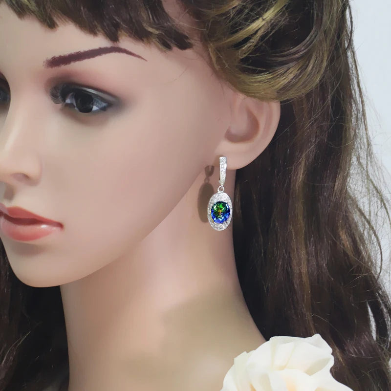 ThreeGraces Luxury Mystic Rainbow Cubic Zirconia Stone Bridal Party Hoop Earrings for Women New Fashion Prom Jewelry E1427