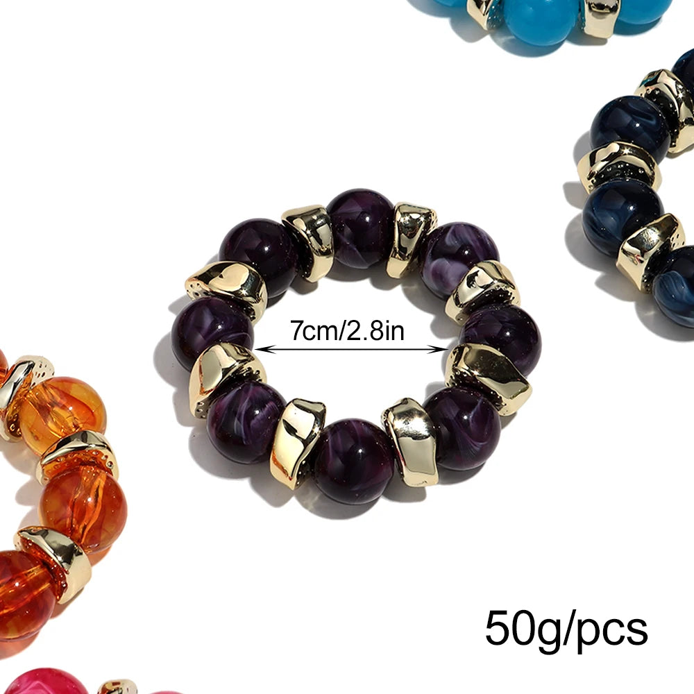 Trendy Acrylic Geometric Round Beads Stretch Bracelets for Women Fashion Irregular CCB Beaded Bangele Bracelet Jewelry Accessory