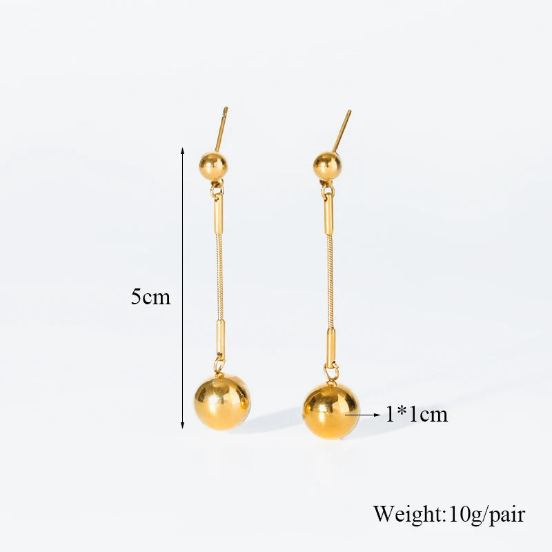 EILIECK 316L Stainless Steel Zircon Feather FOREVER Pendant Earrings For Women Fashion Ear Dangle Gold-Plated Jewelry Gift