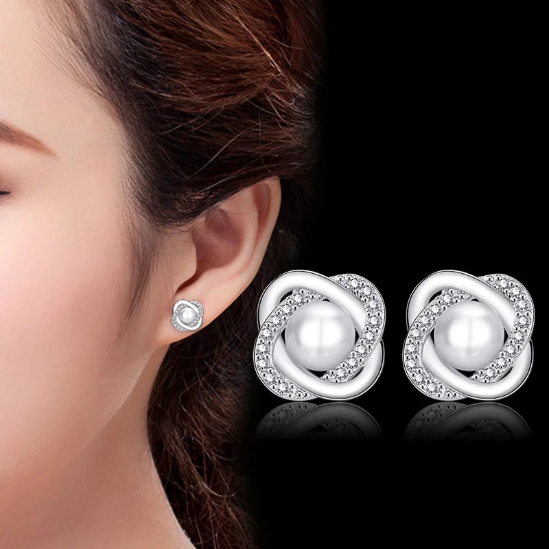 New 925 Sterling Silver Earrings High quality sparkle Zircon for Women Fashion Jewelry Wedding Engagement Party Gifts