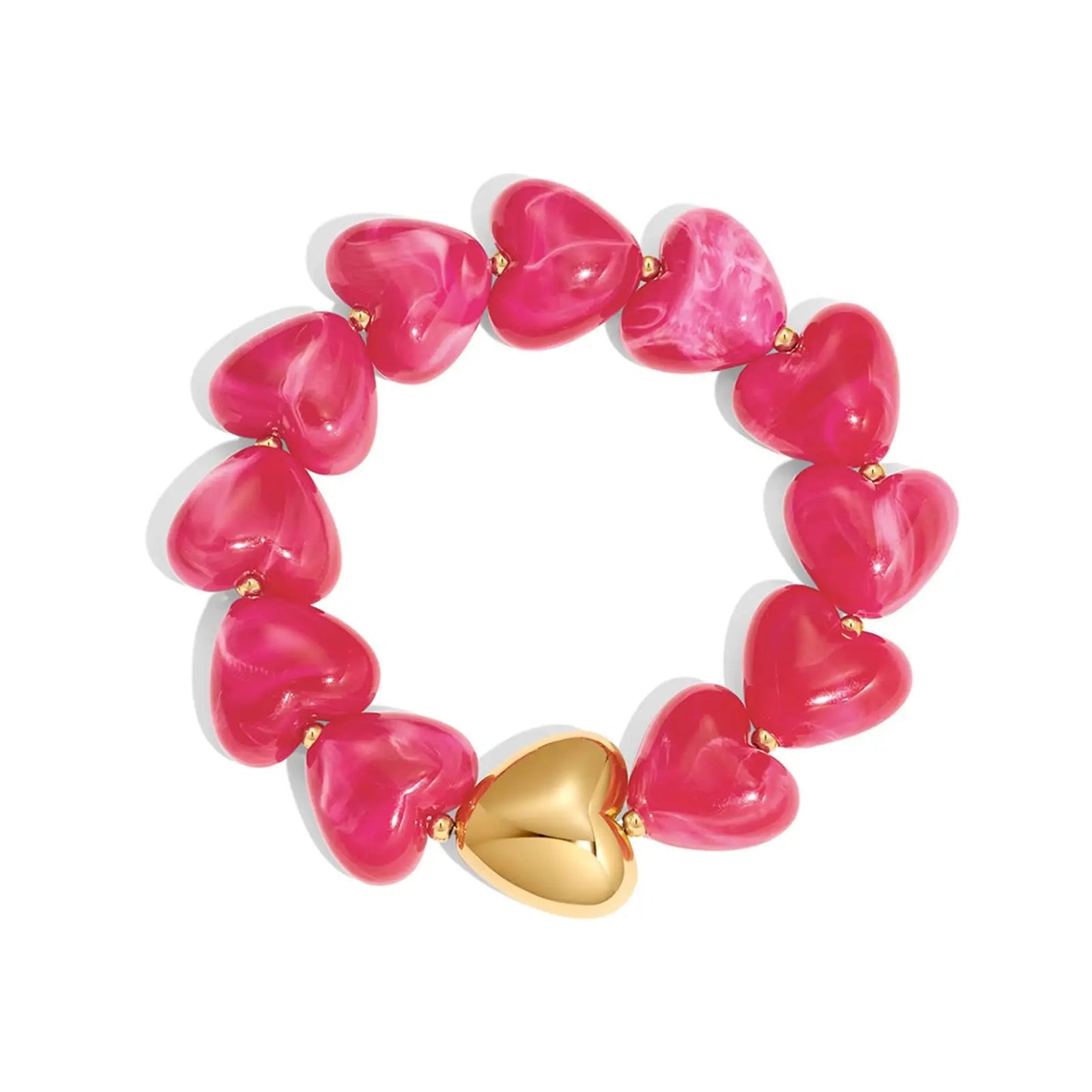 Multicolour Resin Heart Handmade Bracelet for Women Bohemia Style Stainless Steel Beads Statement Waterproof Jewelry Gifts