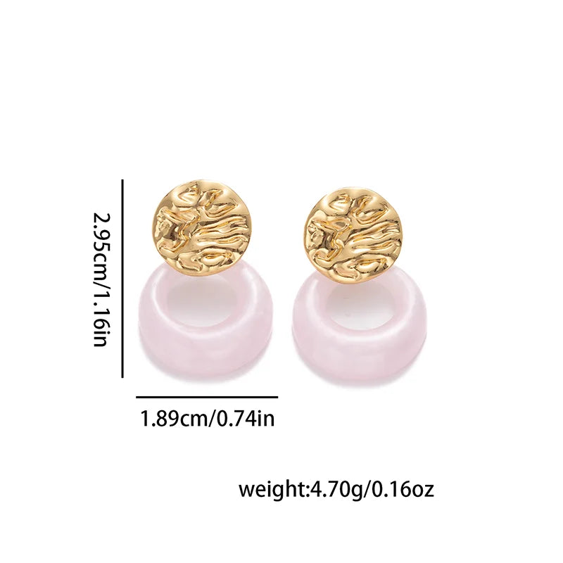 ANENJERY 316L Stainless Steel Candy Colored Hollow Round Earrings For Women Personality Creative Fashion Jewelry Gifts Wholesale