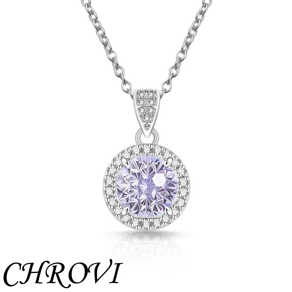 Luxurious 925 sterling silver gemstone princess square pendant necklace - fashionable and versatile