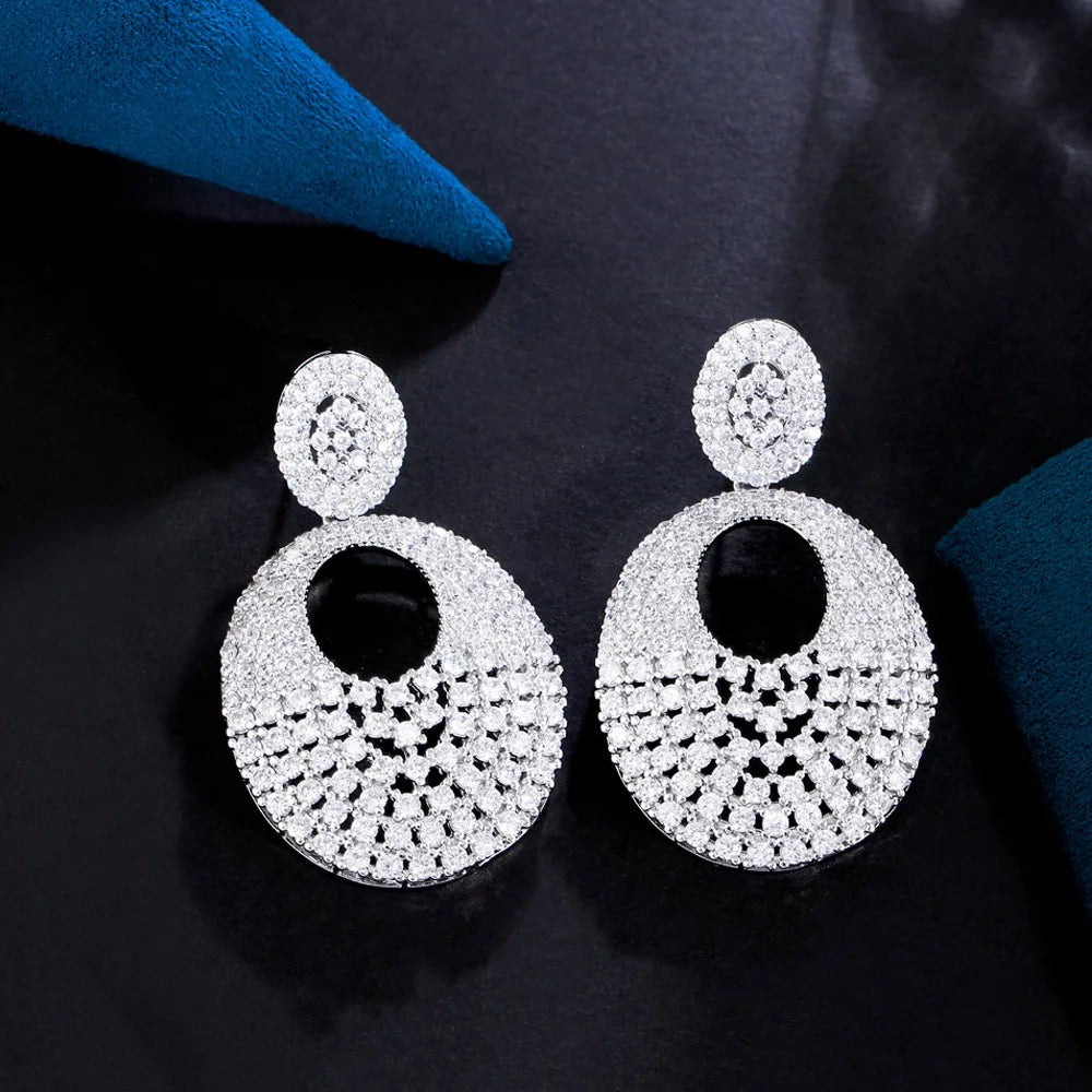 ThreeGraces Gorgeous Shiny White Zirconia Bridal Wedding Elegant Long Big Drop Earrings for Women Fashion Party Jewelry E1135