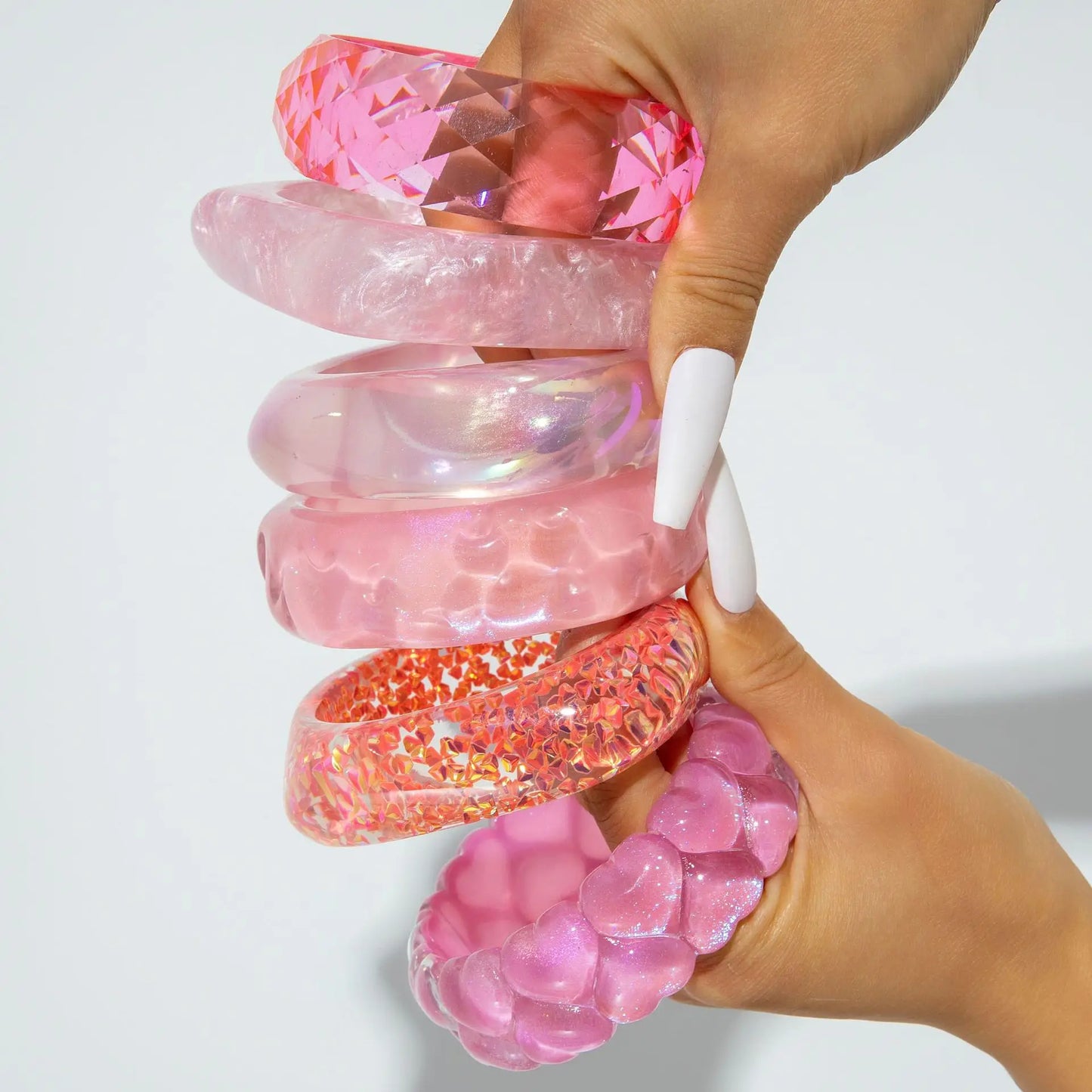 KMVEXO Geometric Irregular Pink Twisted Resin Bangles for Women Girl Party Jewelry 2026 Summer Vacation Decoration Bracelet ﻿