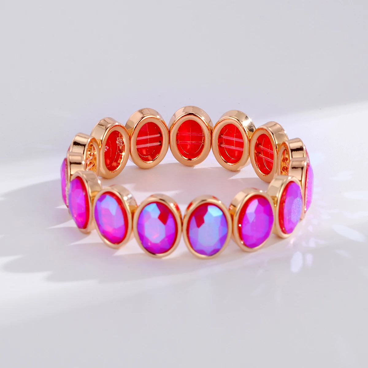 2026 New Arrival Glass Crystal Candy Beads Bracelets Colorful Rhinestone Girl Women Gold Color Bangle Bohemian Style Bracelet