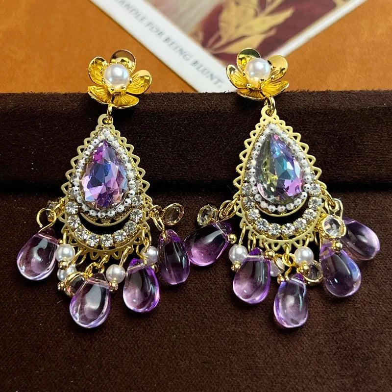 NISHIZAWA Tassels Crystal Earrings for Women Vintage Chinese Style Fashion Jewelry Elegant Exquisite Banquets Pendientes Mujer