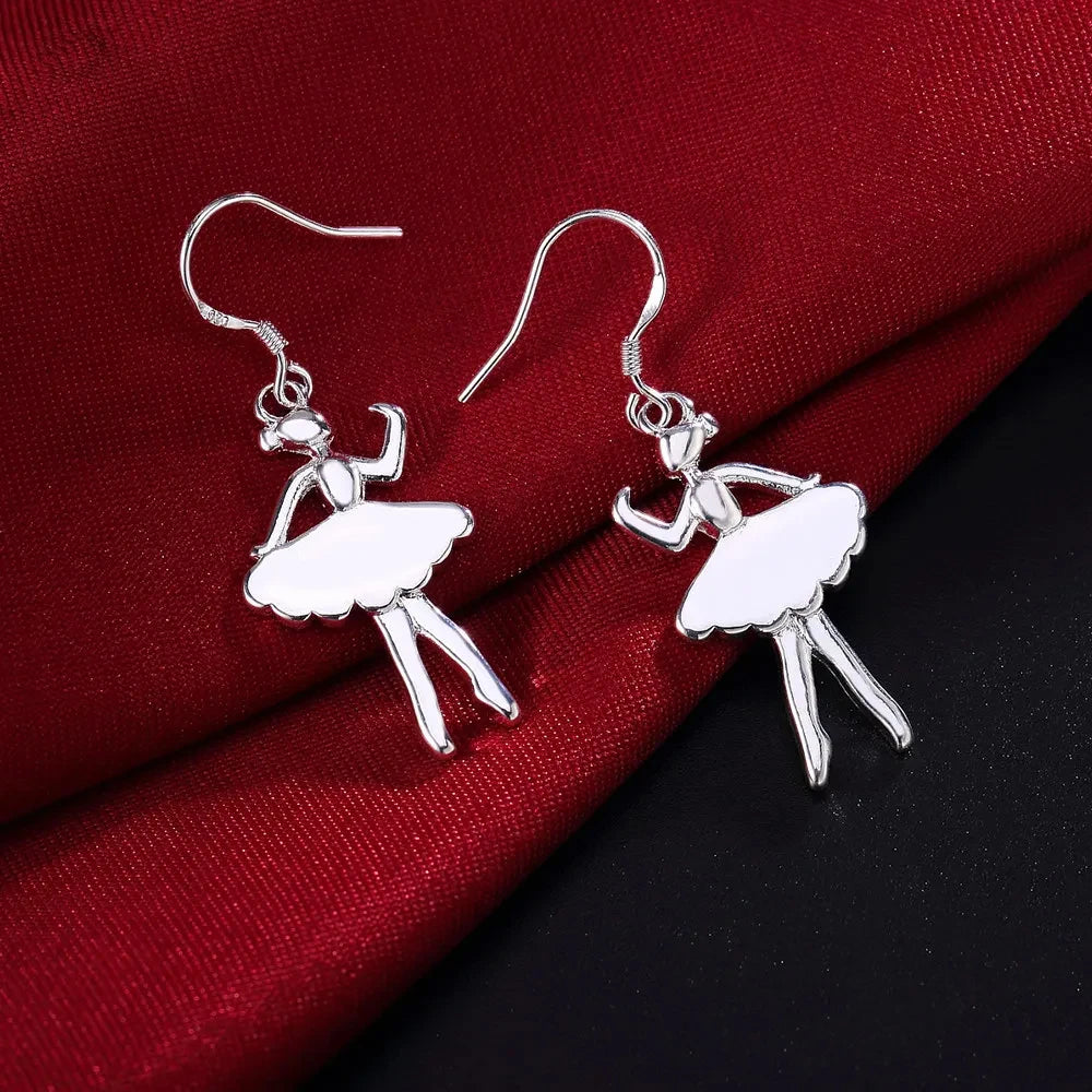 New 925 Sterling Silver Earrings for Women Jewelry Dancing girl Christmas Gifts wedding party