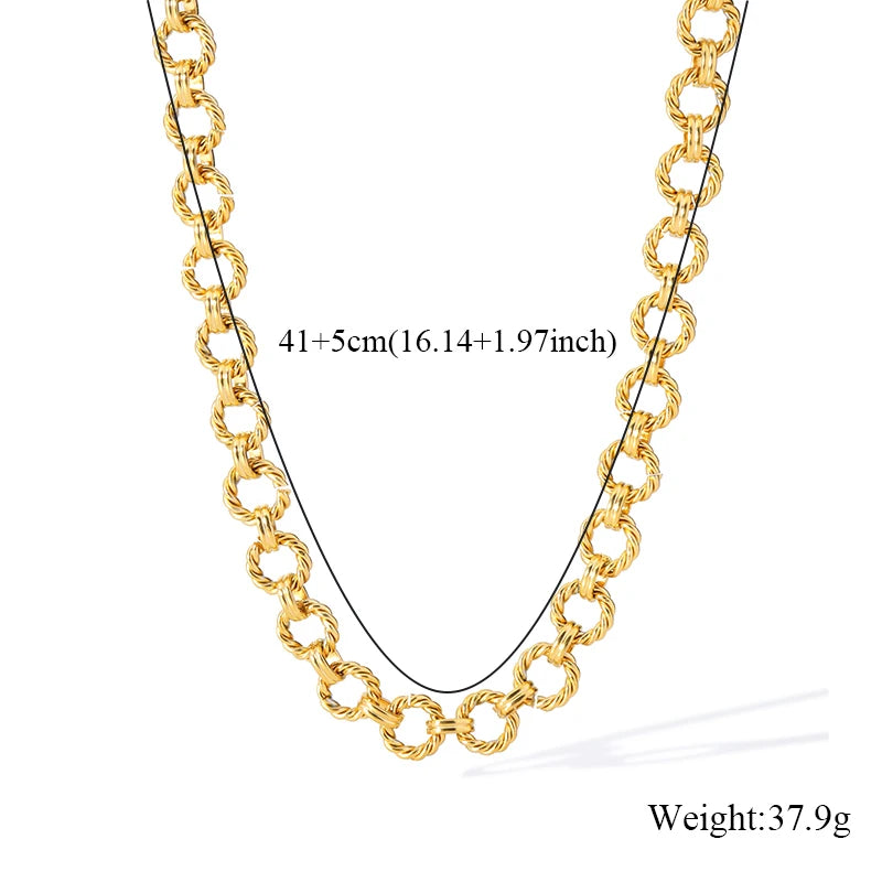 EILIECK 316L Stainless Steel Metal 8mm Chunky Chain Necklace For Women Trendy 18K Gold Plated Neck Chain Waterproof Jewelry Gift