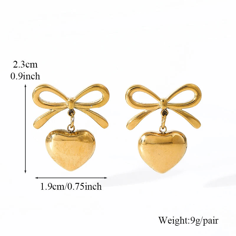 EILIECK 316L Stainless Steel Flower Butterfly Bear Drop Earrings For Women Fashion Ear Dangle Eardrop Jewelry Party Gift Bijoux