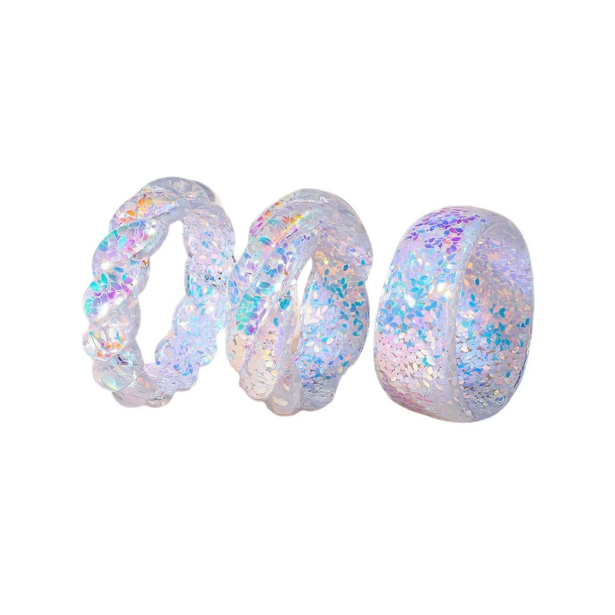 KMVEXO 3 Style Colorful Glitter Resin Irregular Chunky Bangle Bracelets Acrylic Glitter Geometric Cuff Bangles for Women Jewelry
