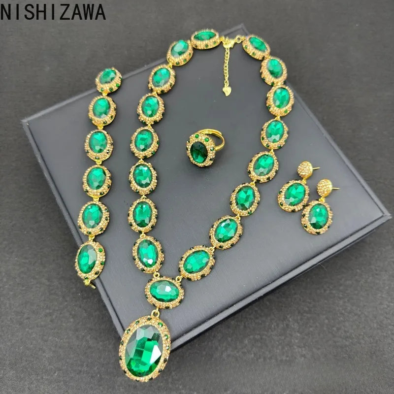 NISHIZAWA Crystal Rhinestones Earrings for Women Water Drop Palace Style Jewelry Vintage Fashion Elegant Aretes De Mujer