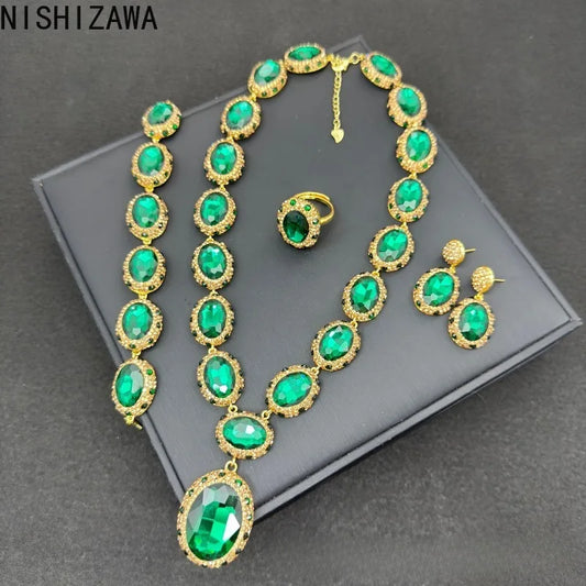 NISHIZAWA Crystal Rhinestones Earrings for Women Water Drop Palace Style Jewelry Vintage Fashion Elegant Aretes De Mujer
