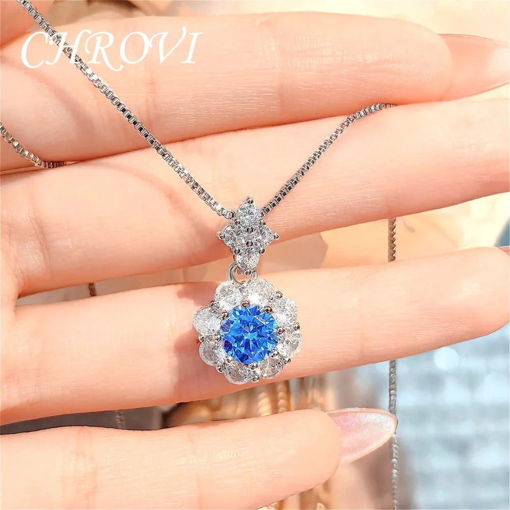 Fashion 925 Sterling Silver Light Luxury Colored Gemstone Set Pendant Ring Stud Earrings for Women Simple Everyday