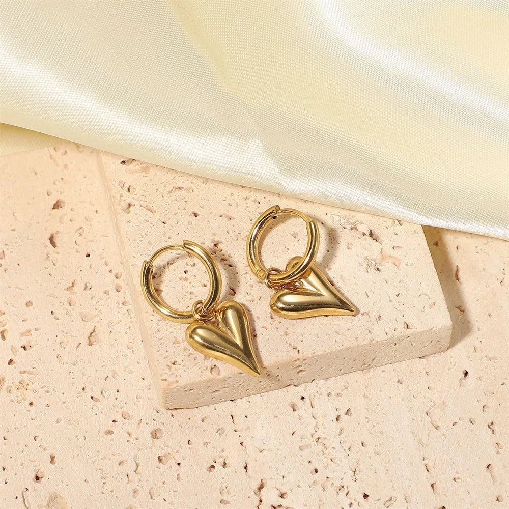 EILIECK 316L Stainless Steel Heart Love Necklace Bracelets Earrings Set For Women New Trendy 18K Gold Plated Waterproof Jewelry