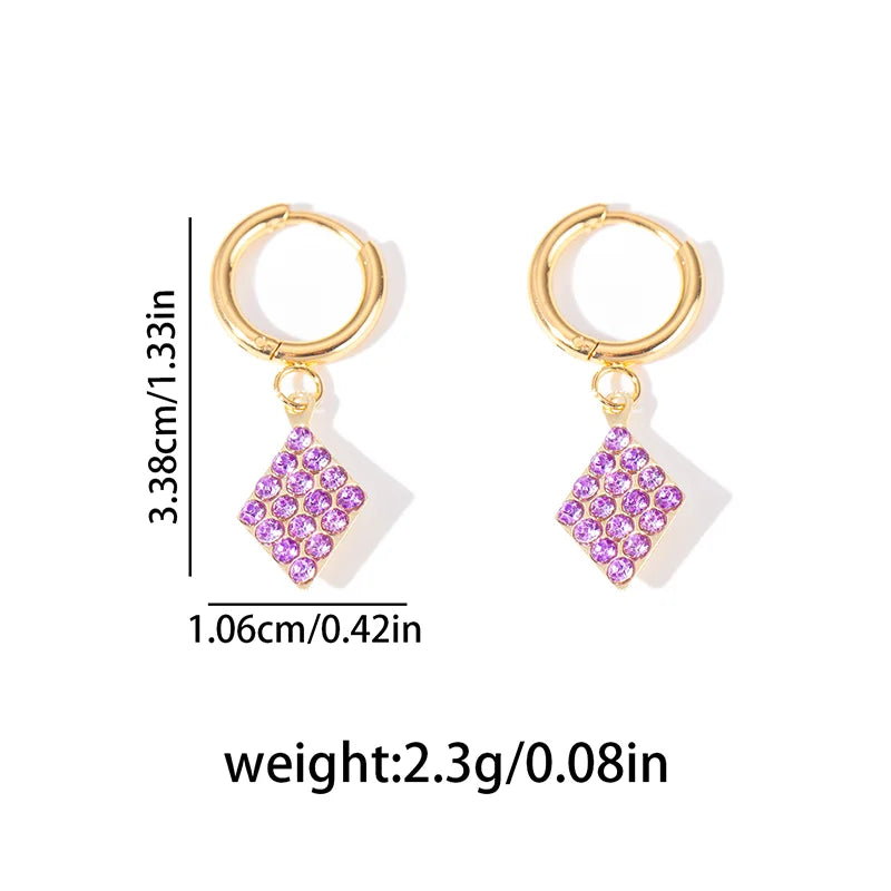 ANENJERY 316L Stainless Steel Heart Geometry Cross Star Circular Zircon Pendant Earrings For Women Fashion Simple Jewelry Gifts