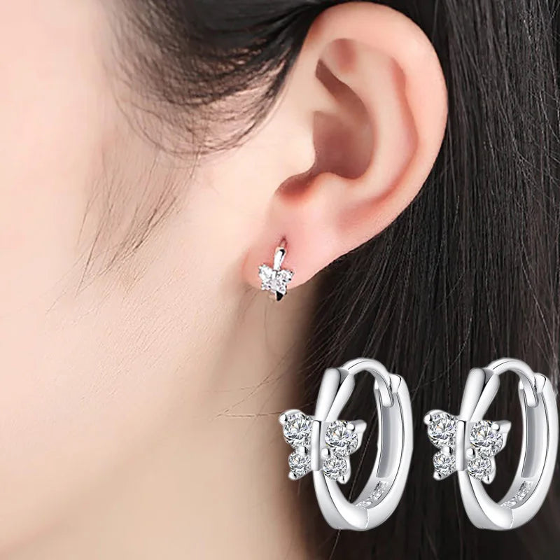 925 Sterling Silver Earrings stud Butterfly For Women Exquisite Student Girlfriend Jewelry Accessories Wedding Fashion Gift