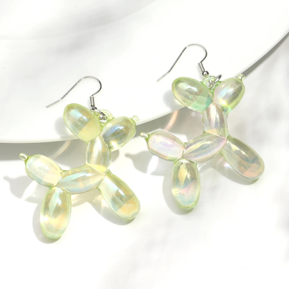 New Trend Candy Colorful Balloon Dog Drop Earrings for Women Personal Iridescent Creative Balloon Dog  Earrings 2025 Jewelry