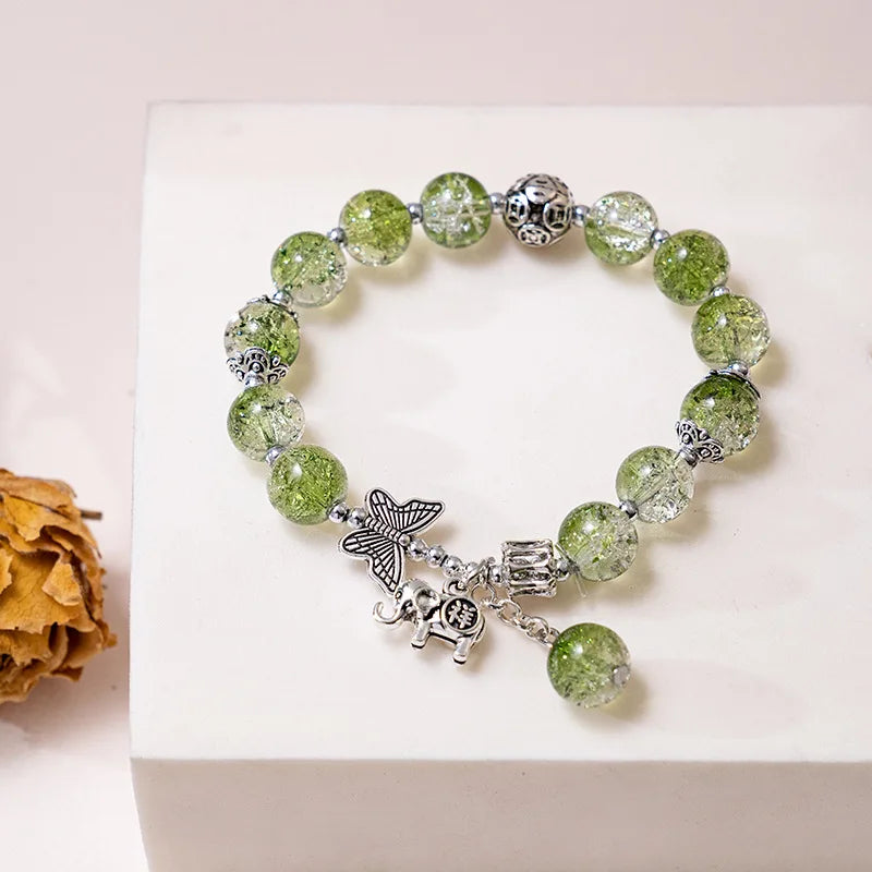 Fashion Ice crack Gradient Beaded Bracelet for Women Vintage Handmade Butterfly Elephant Bracelet Valentine's Jewelry Gifts