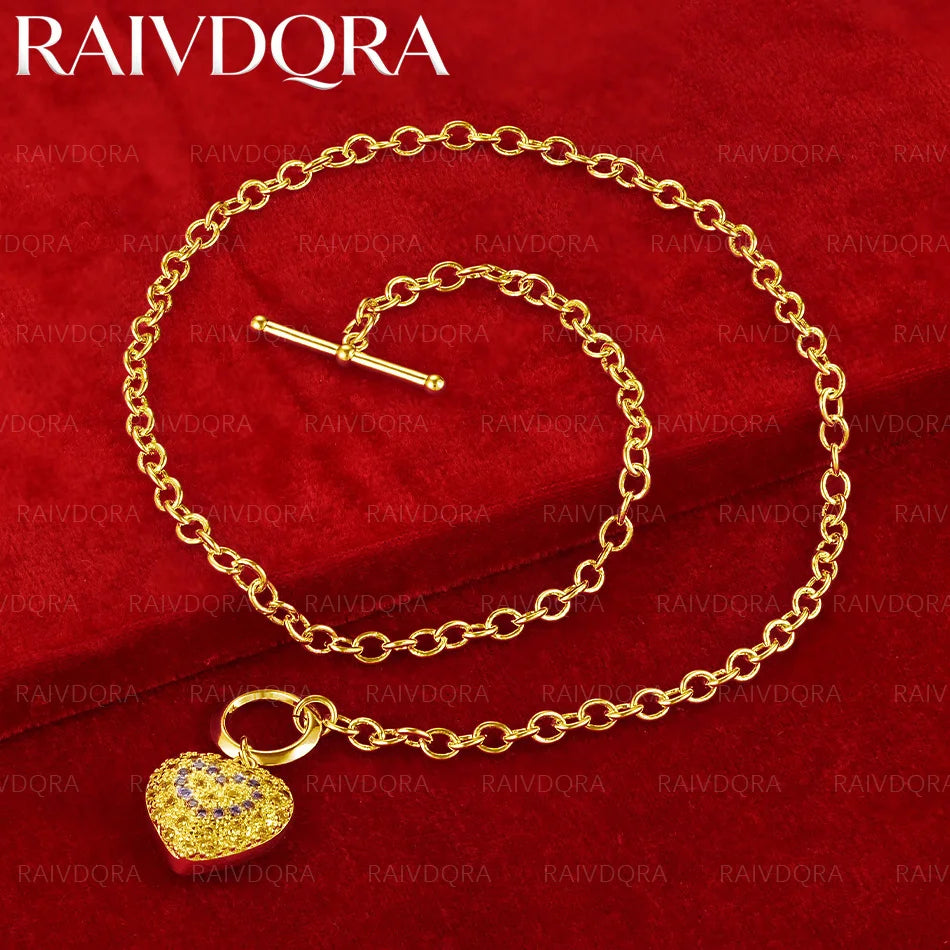 18K Gold Plated 45cm Heart TO Buckle Chain Necklace For Women Fashion Jewelry Exquisite Party Engagement Wedding Gift