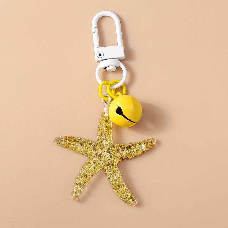 Pretty Mermaid Starfish Shell Keychain Marine Life Key Ring Women Girls Handbag Pendants DIY Jewelry Gifts